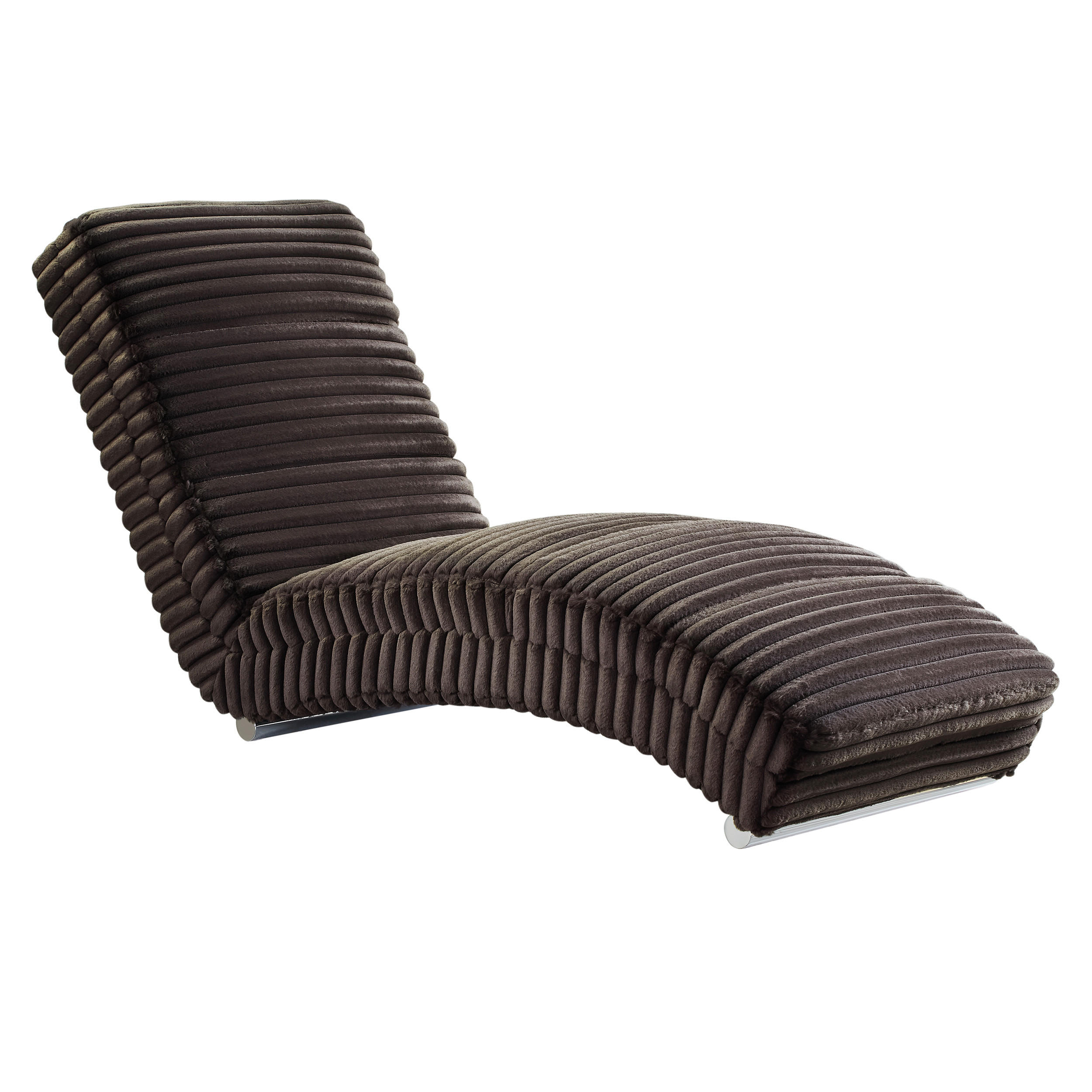 RELAXLIEGE in Cord, Plüsch Schwarz  - Chromfarben/Schwarz, MODERN, Textil/Metall (170/82/60cm) - Livetastic
