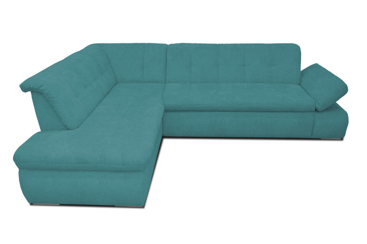 ECKSOFA Petrol Mikrofaser  - Chromfarben/Petrol, KONVENTIONELL, Textil/Metall (216/273cm) - MID.YOU