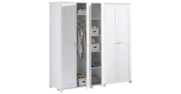 KLEIDERSCHRANK in teilmassiv Kiefer Weiß - Weiß, LIFESTYLE, Holz/Holzwerkstoff (192,5/190/60cm) - Hom`in
