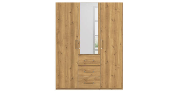 DREHTÜRENSCHRANK in Eichefarben - Eichefarben, Design, Glas/Holzwerkstoff (151/197/60cm) - Novel