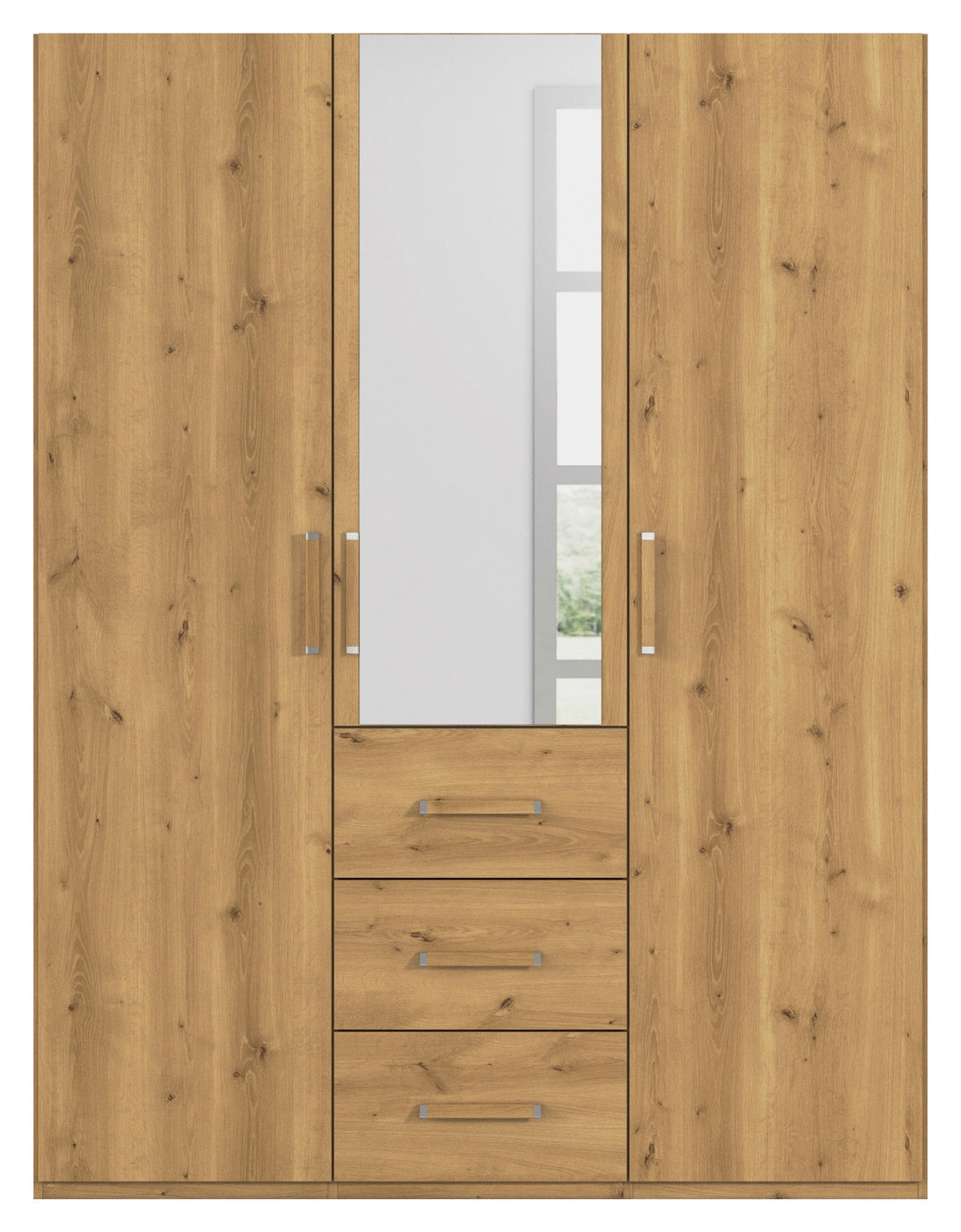 DREHTÜRENSCHRANK 151/197/60 cm 3-türig Eichefarben  - Eichefarben, Design, Glas/Holzwerkstoff (151/197/60cm) - Novel