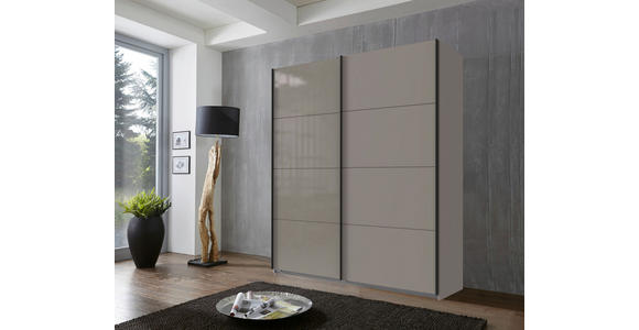 SCHWEBETÜRENSCHRANK 180/208/65 cm 2-türig Graphitfarben, Sahara - Schwarz/Graphitfarben, Design, Glas/Holzwerkstoff (180/208/65cm) - Carryhome