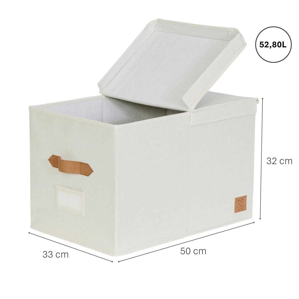 BOX MIT DECKEL Premium  - Beige, Basics, Holzwerkstoff/Textil (50/33/32cm) - Store It