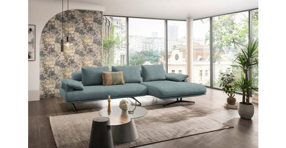 ECKSOFA  in Chenille Blau  334/168 cm  - Blau/Schwarz, Design, Textil/Metall (334/168cm) - Dieter Knoll