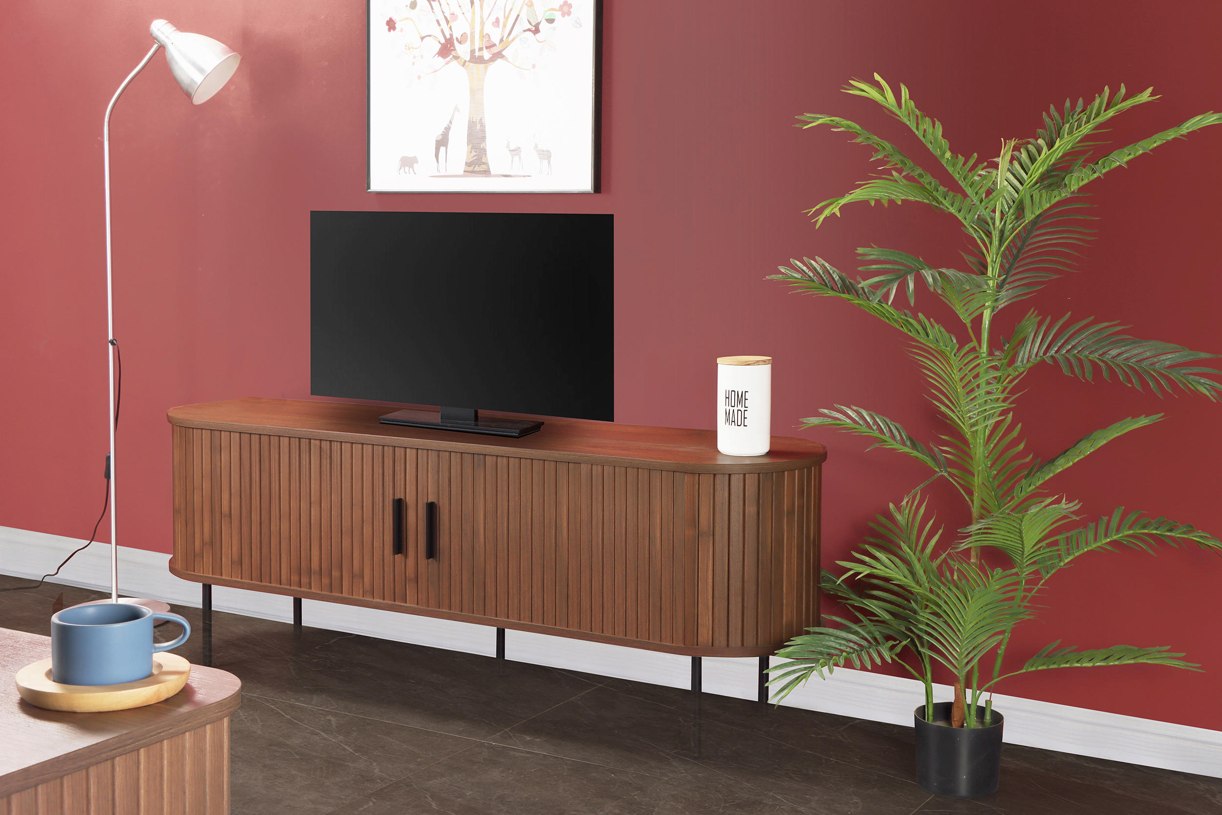 LOWBOARD  in 150/55/40 cm  - Walnussfarben/Schwarz, Design, Holzwerkstoff/Metall (150/55/40cm) - Livetastic