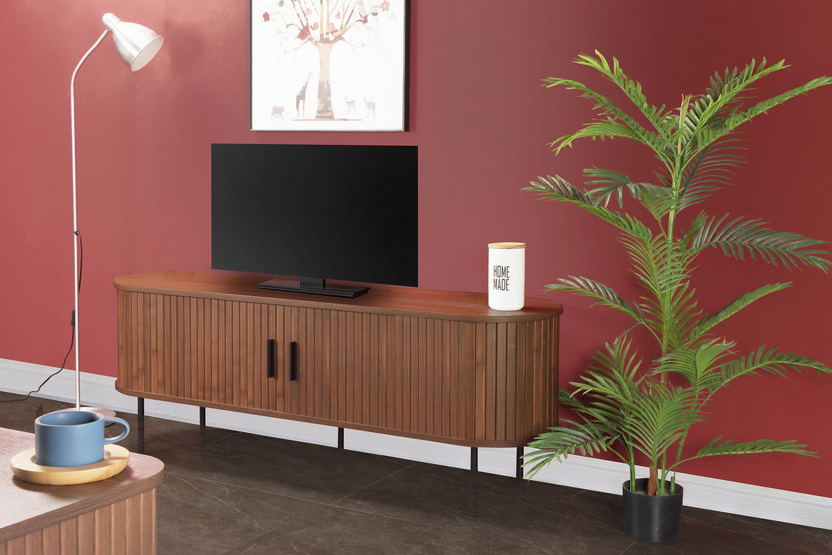 LOWBOARD  in 150/55/40 cm  - Walnussfarben/Schwarz, Design, Holzwerkstoff/Metall (150/55/40cm) - Livetastic