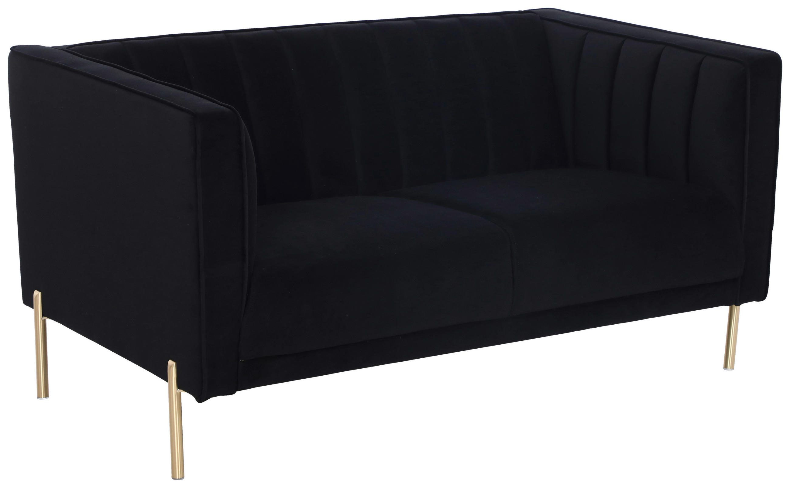 2-SITZER-SOFA Samt Schwarz  - Goldfarben/Schwarz, Design, Textil/Metall (144/75/85cm) - Livetastic