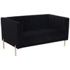 2-SITZER-SOFA Samt Schwarz  - Goldfarben/Schwarz, Design, Textil/Metall (144/75/85cm) - Livetastic