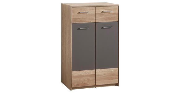 SCHUHSCHRANK 63/102/38 cm - Edelstahlfarben/Eichefarben, Natur, Holz/Holzwerkstoff (63/102/38cm) - Voleo