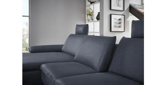 ECKSOFA Dunkelblau Mikrofaser  - Schwarz/Dunkelblau, Design, Textil/Metall (181/341cm) - Dieter Knoll