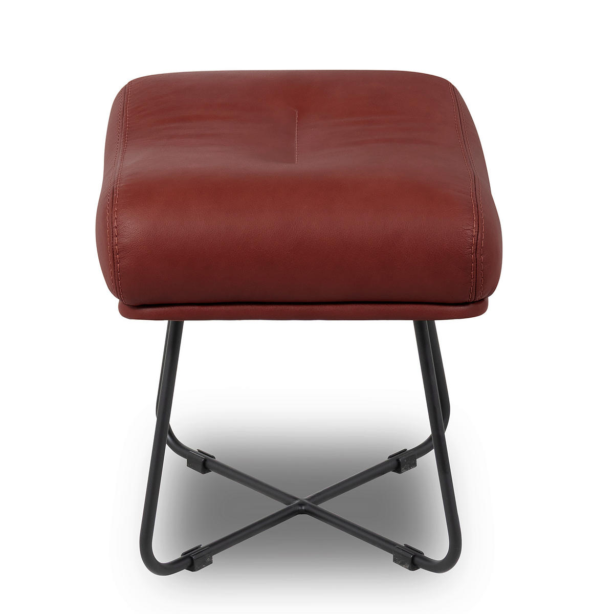 SESSELSET Echtleder Kirschrot  - Kirschrot/Schwarz, Design, Leder/Metall (67/87/74cm) - Livetastic