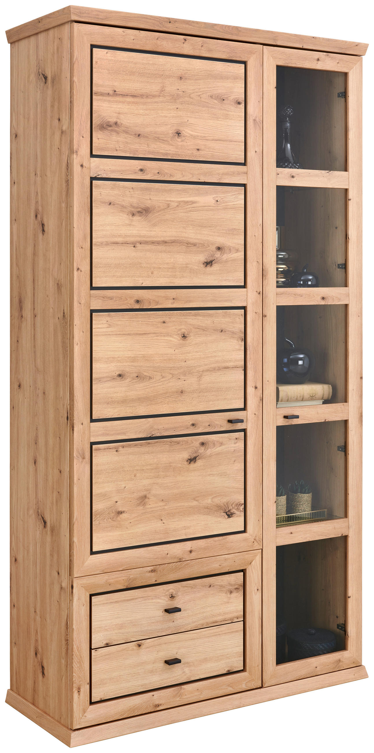 VITRINA, antracit, barve hrasta - barve hrasta/antracit, Konvencionalno, kovina/steklo (110/209/43cm) - Livetastic