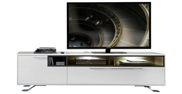 TV-ELEMENT 215/57/52 cm - Chromfarben/Weiß, Design, Holzwerkstoff/Metall (215/57/52cm) - Hom`in