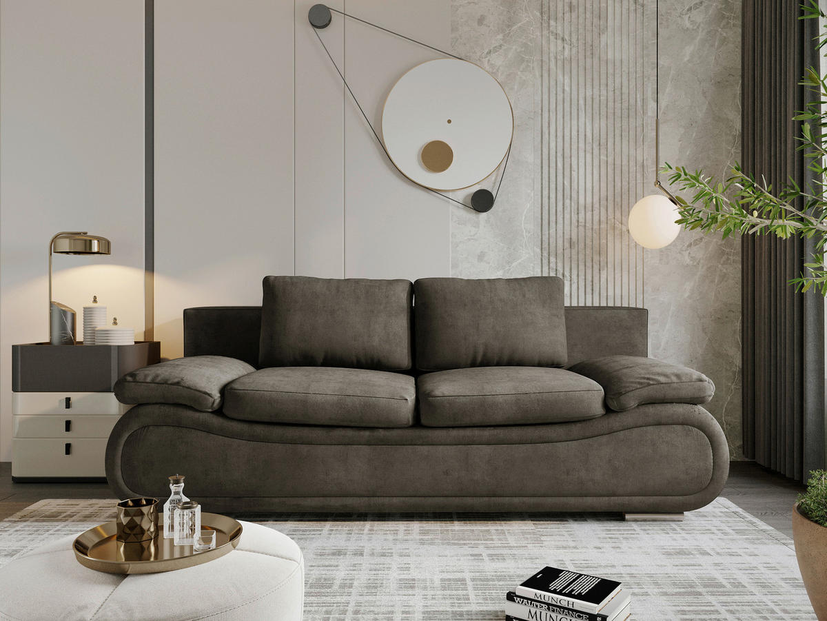 SCHLAFSOFA in Jacquard Braun, Dunkelgrau  - Chromfarben/Dunkelgrau, Design, Textil (200/78/90cm) - Venda