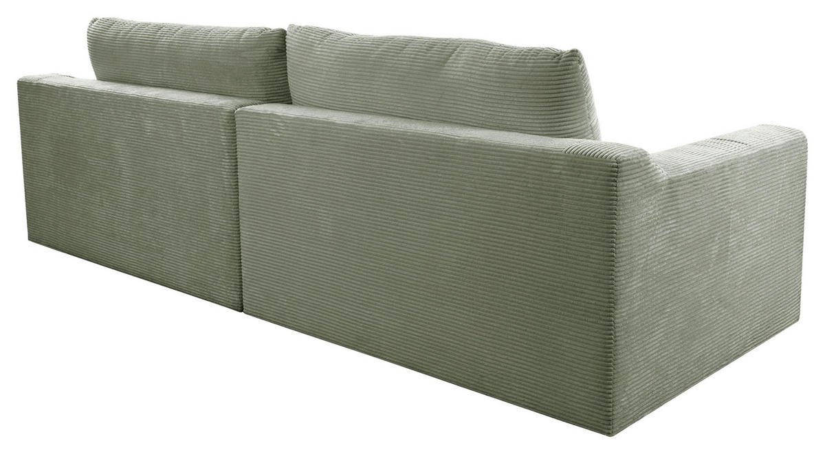 BIGSOFA in Cord Olivgrün  - Schwarz/Olivgrün, Design, Kunststoff/Textil (276/90/109cm) - Sit & More