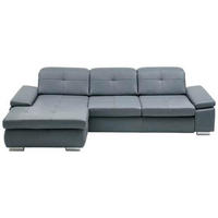 ECKSOFA in Echtleder Grau  - Alufarben/Grau, Design, Leder/Metall (195/309cm) - Beldomo Premium
