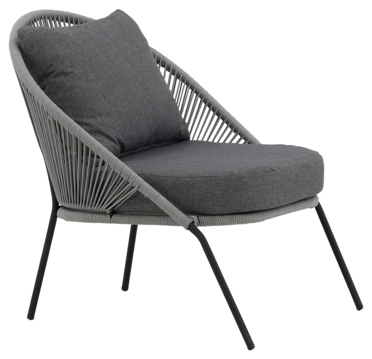 LOUNGESESSEL  - Schwarz/Grau, KONVENTIONELL, Kunststoff/Metall (73/78/85cm) - Gardenson