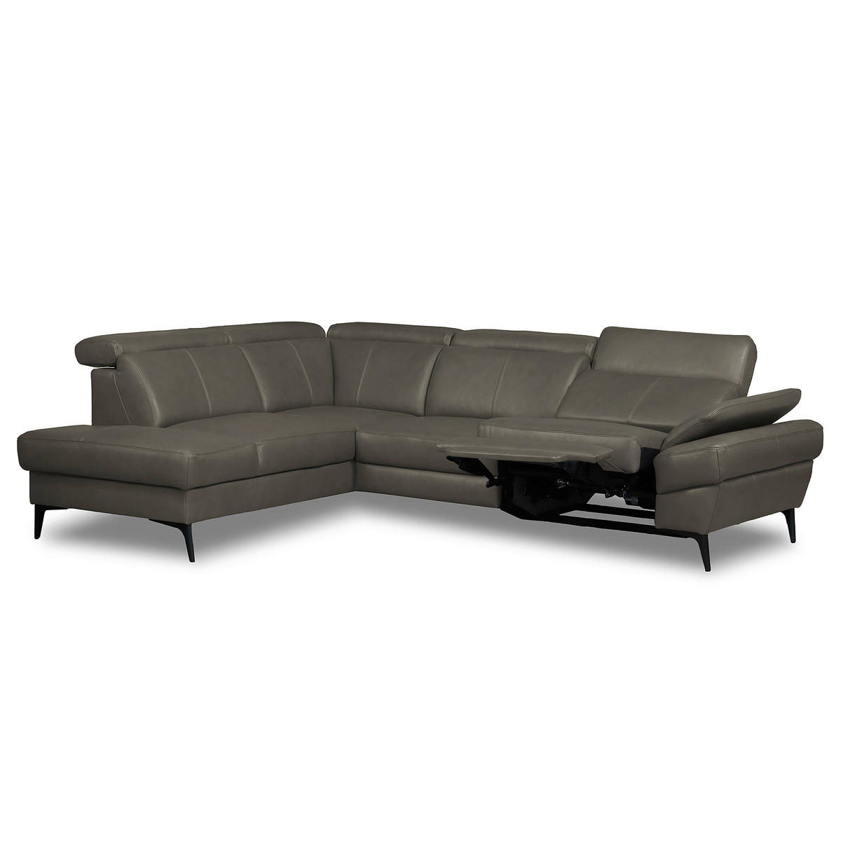 ECKSOFA  in Lederlook Echtleder Schlammfarben  211/264 cm  - Schlammfarben/Schwarz, Design, Leder/Textil (211/264cm) - Livetastic