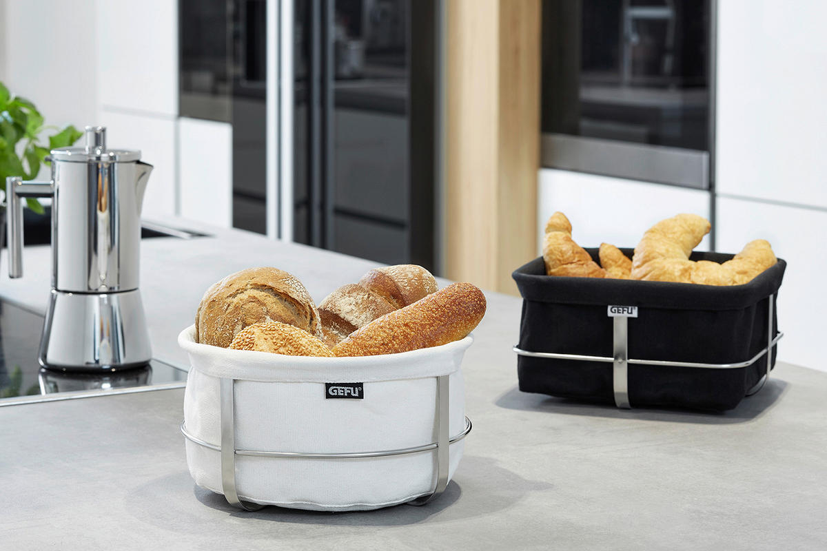 BROTKORB - Edelstahlfarben/Weiß, Basics, Textil/Metall (22/11,5cm) - Gefu