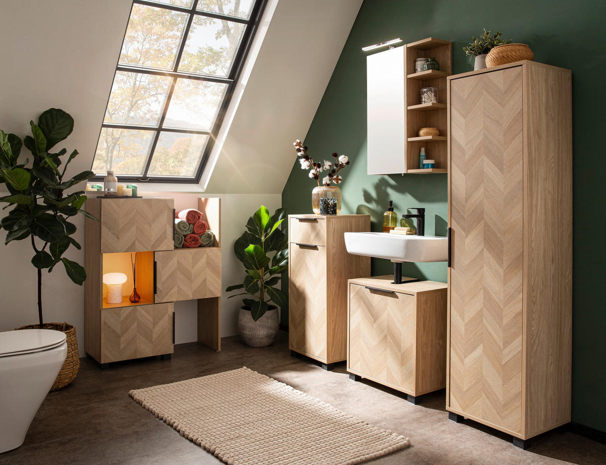 SPIEGELSCHRANK 49,7/74,8/16 cm  - Eichefarben, Natur, Glas/Holzwerkstoff (49,7/74,8/16cm) - Stylife