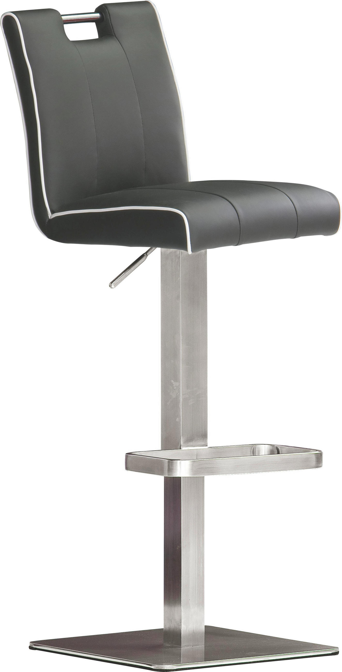 Barhocker in Metall, Textil Grau, Edelstahlfarben