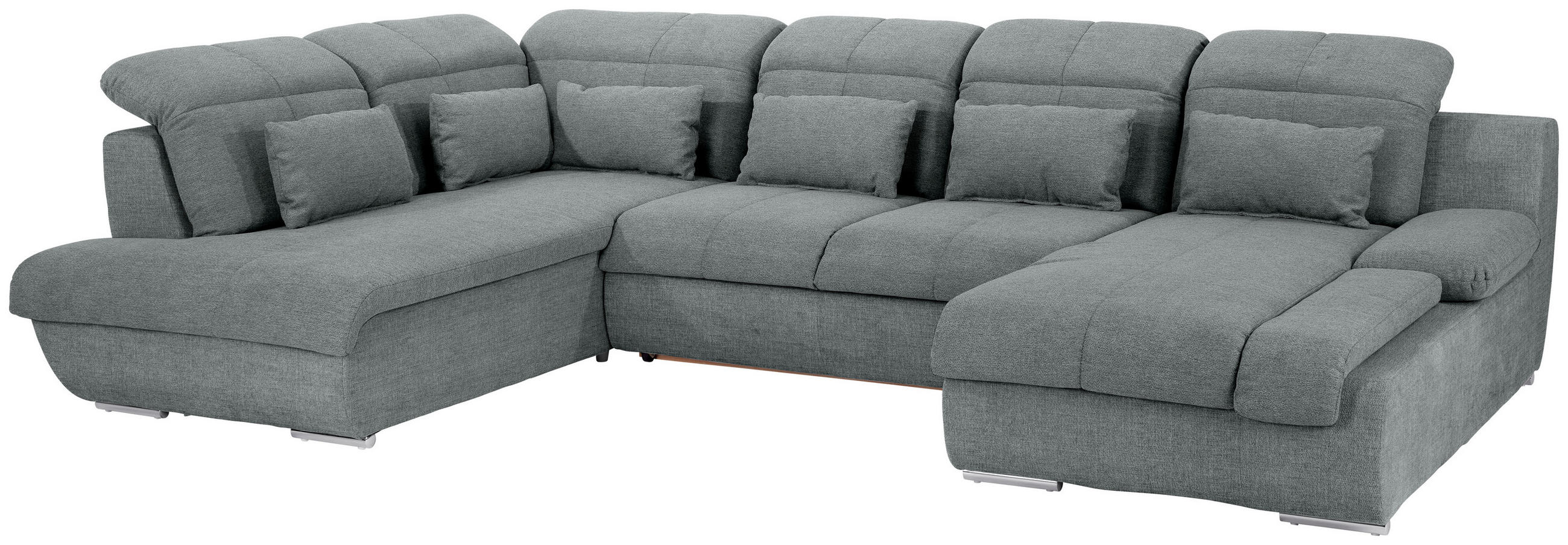 WOHNLANDSCHAFT Grau Mikrofaser  - Chromfarben/Grau, MODERN, Textil/Metall (228/345/184cm) - MID.YOU