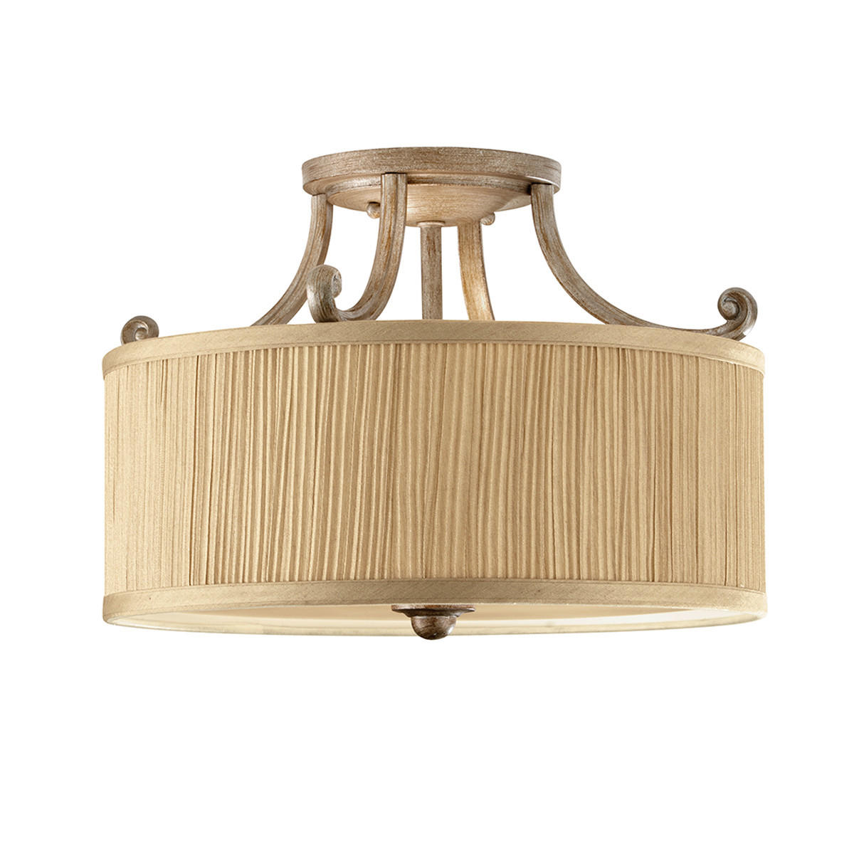 DECKENLEUCHTE Abby 35.6/26 cm   - Sandfarben, LIFESTYLE, Glas/Textil (35.6/26cm) - Elstead Lighting
