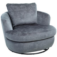 DESIGNSESSEL Flachgewebe Grau    - Edelstahlfarben/Grau, Trend, Textil/Metall (110/85/99cm) - Livetastic