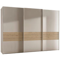SCHWEBETÜRENSCHRANK in Champagner, Eiche Bianco  - Eiche Bianco/Champagner, Design, Holzwerkstoff/Metall (300/217/67cm) - Novel