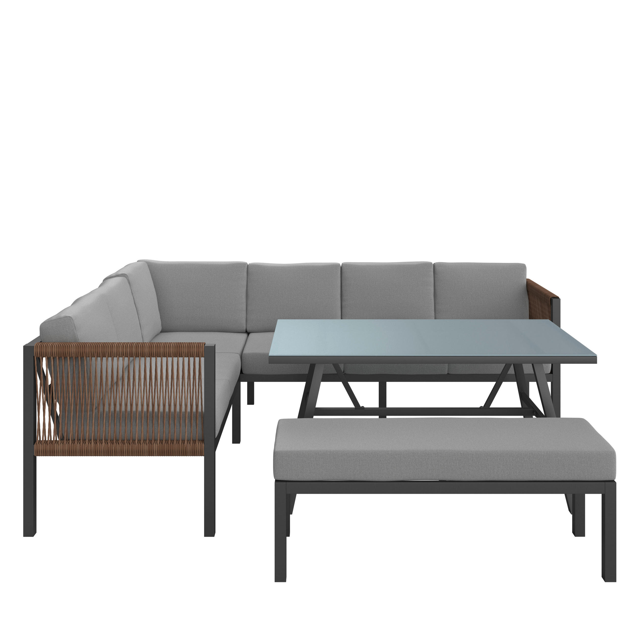 LOUNGE GARNITURA tkanina aluminij  - temno siva/antracit, Moderno, kovina/umetna masa (187/241cm) - Ambia Garden