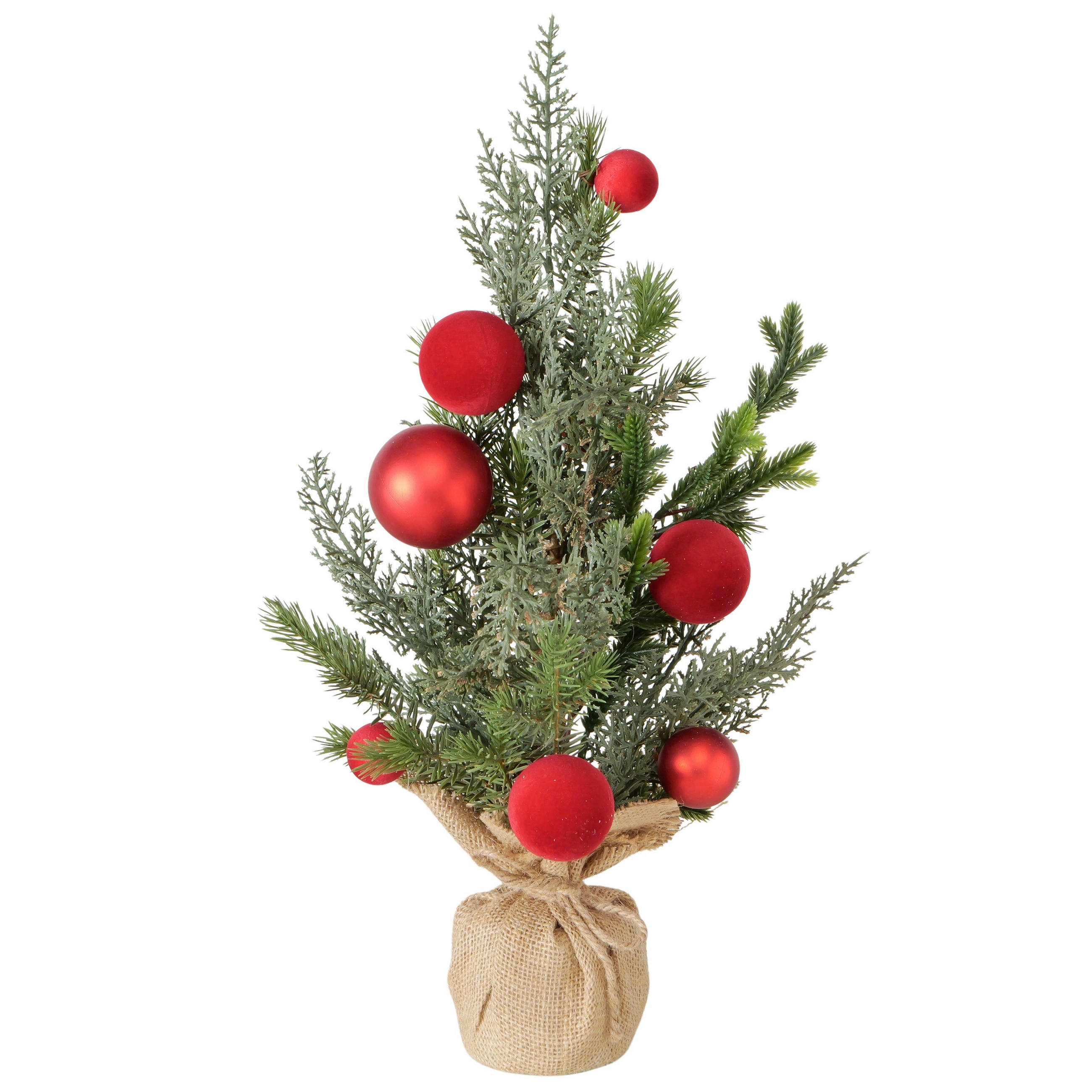 DEKOWEIHNACHTSBAUM - Rot/Naturfarben, LIFESTYLE, Keramik/Kunststoff (20/20/50cm)