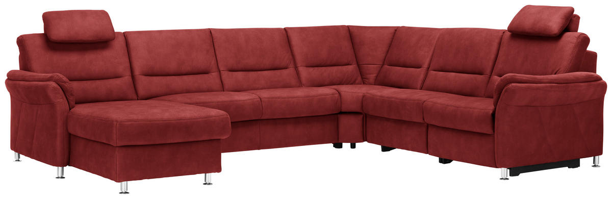 SOFFA i mikrofiber röd  - röd/aluminiumfärg, Klassisk, metall/textil (173/330/262cm) - Beldomo System