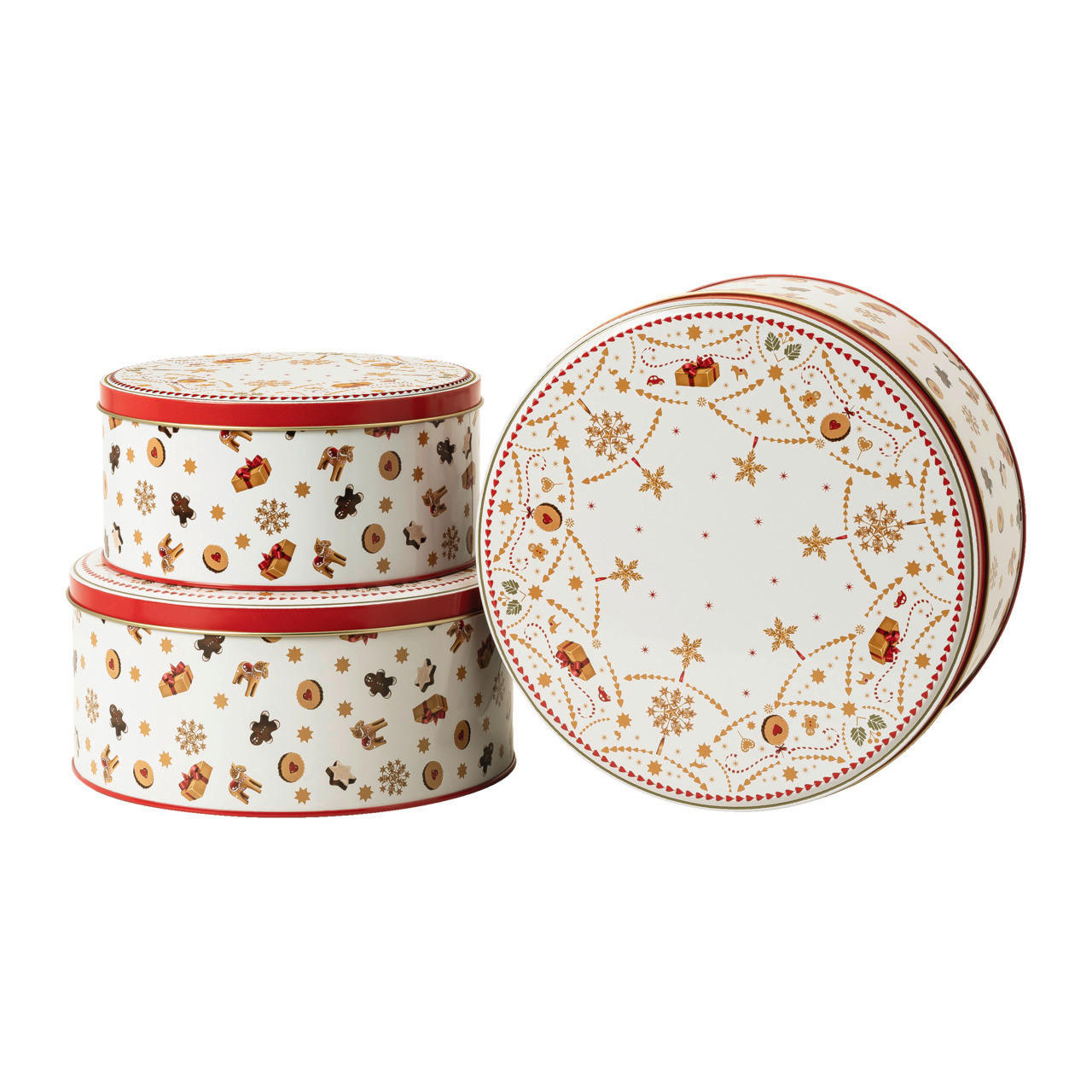 KEKSDOSENSET 3-teilig  - Weiss/Rot, Basics, Keramik (24,5/24,5/12,7cm) - Hutschenreuther