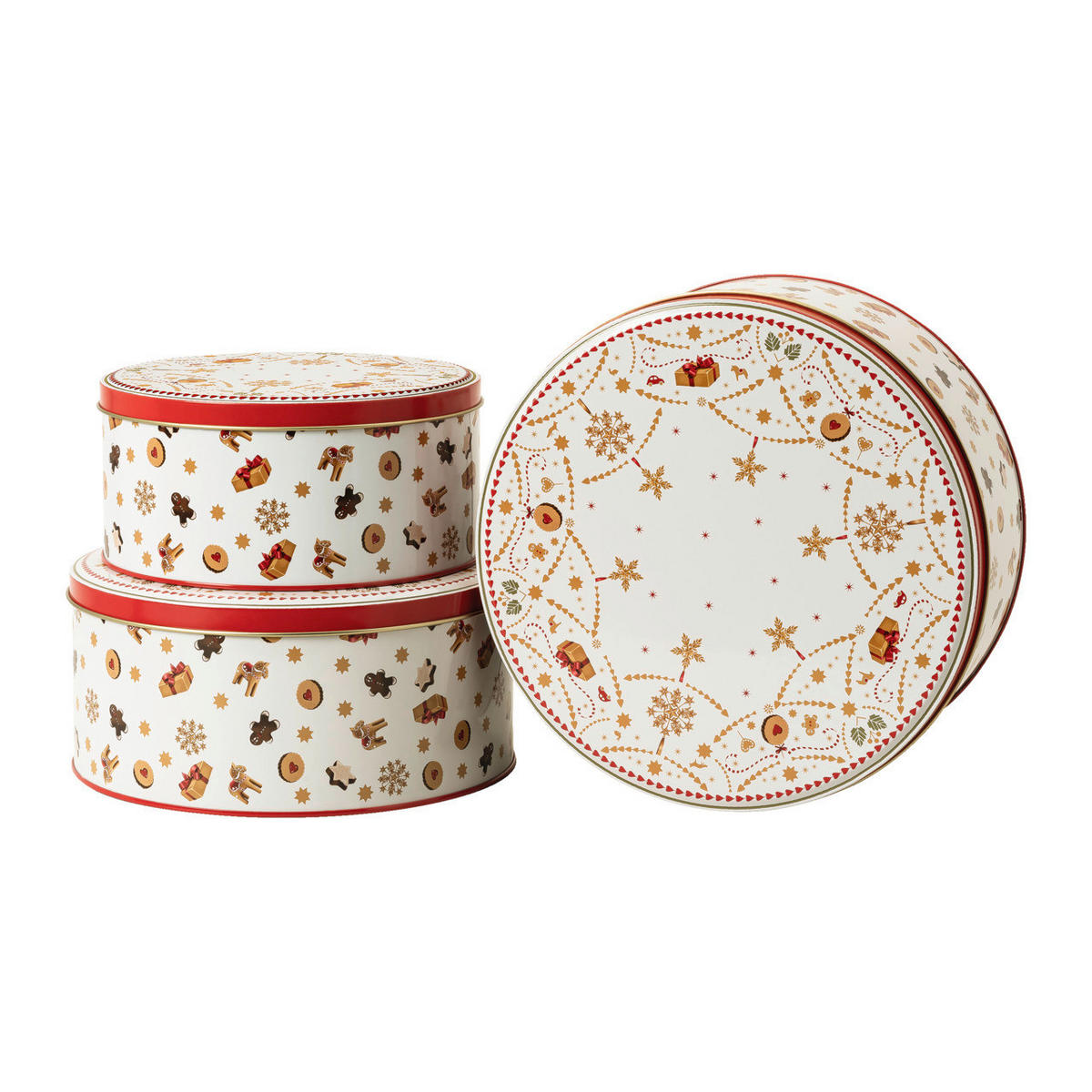 KEKSDOSENSET 3-teilig  - Weiss/Rot, Basics, Keramik (24,5/24,5/12,7cm) - Hutschenreuther