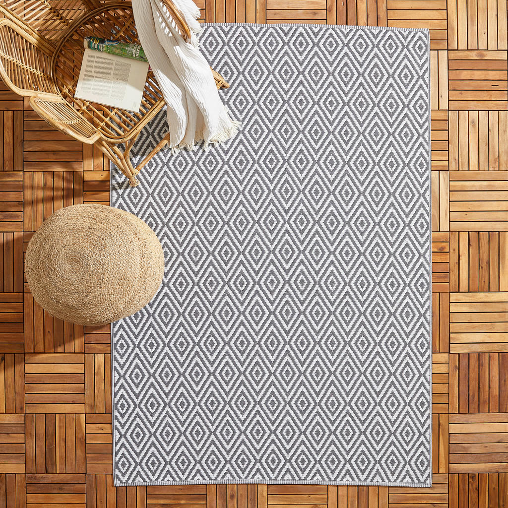 Thumbnail - Boxxx Outdoorteppich Ibiza, Grau, Weiß, Textil, Graphik, rechteckig, 160x230 cm, in verschiedenen Größen erhältlich, Tep...