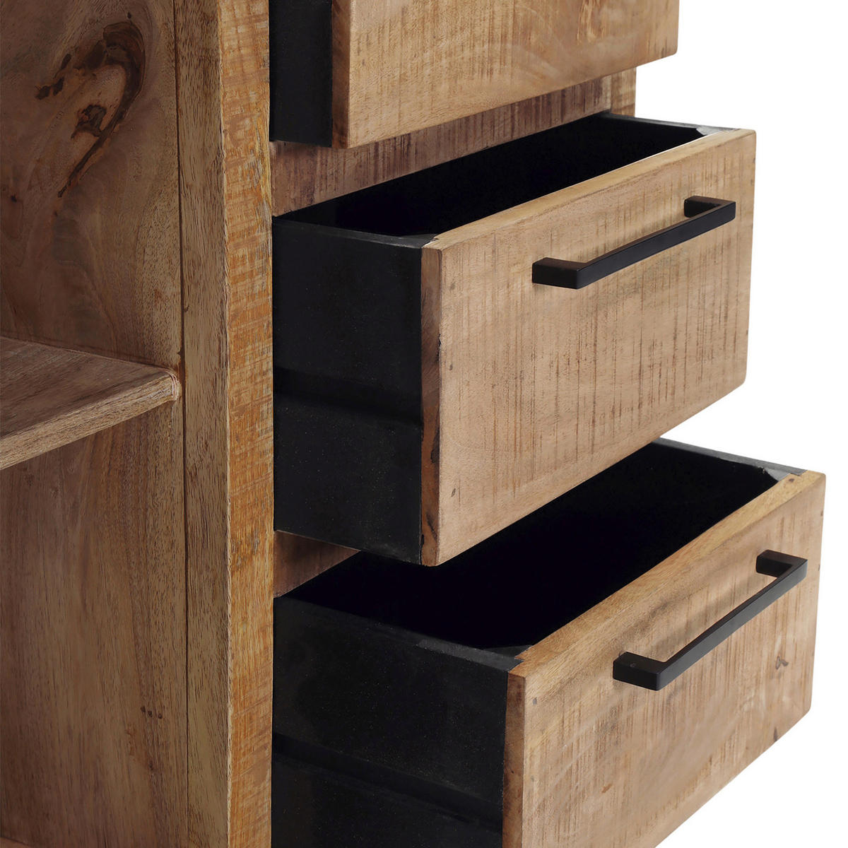 SIDEBOARD RIO 175/80/40 cm 3 Schublade(n)  - Schwarz/Naturfarben, Design, Holz/Metall (175/80/40cm) - Landscape