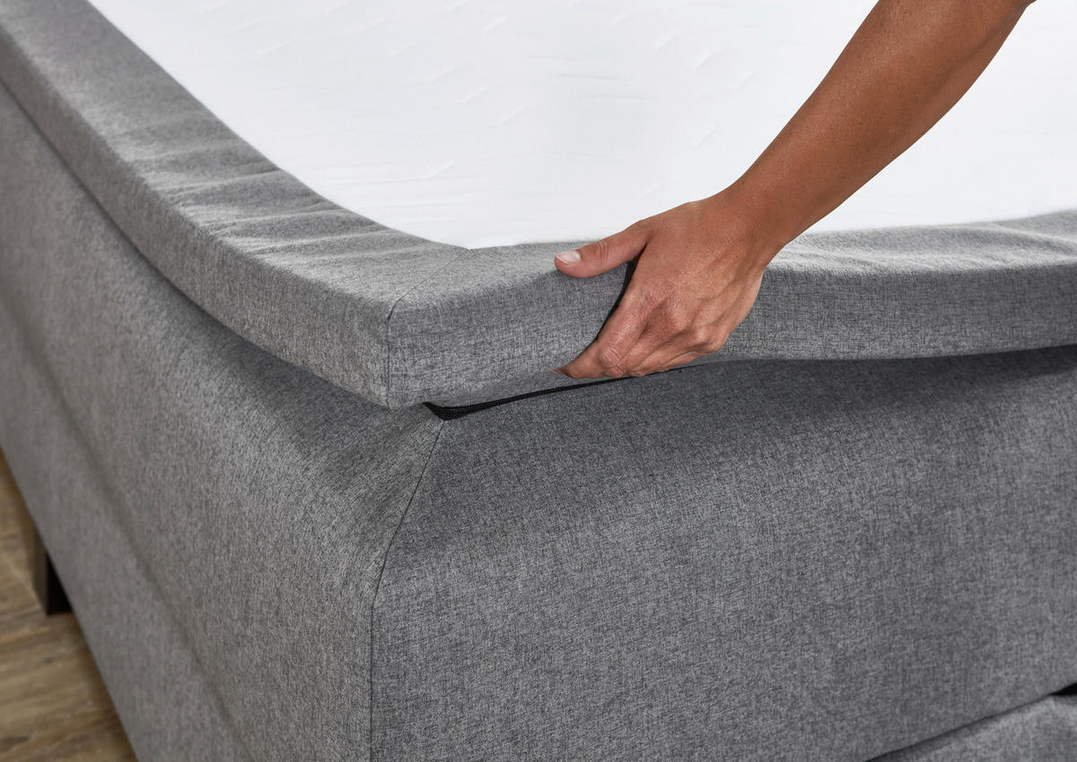 BOXSPRINGBETT 140/200 cm  in Hellgrau  - Hellgrau/Schwarz, Design, Kunststoff/Textil (140/200cm) - Boxxx