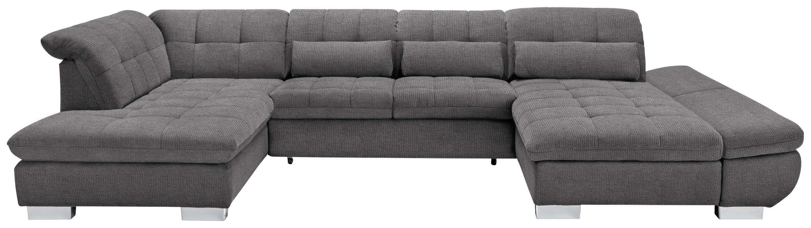 WOHNLANDSCHAFT in Mikrofaser Grau  - Chromfarben/Grau, Design, Kunststoff/Textil (211/350/204cm) - Xora