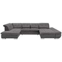 WOHNLANDSCHAFT in Mikrofaser Grau  - Chromfarben/Grau, Design, Kunststoff/Textil (211/350/204cm) - Xora