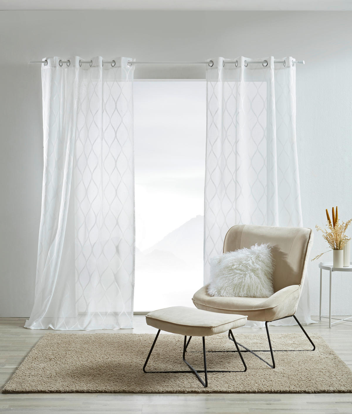 ÖSENSCHAL GAMMA halbtransparent 140/245 cm   - Weiß, Design, Textil (140/245cm) - Esposa