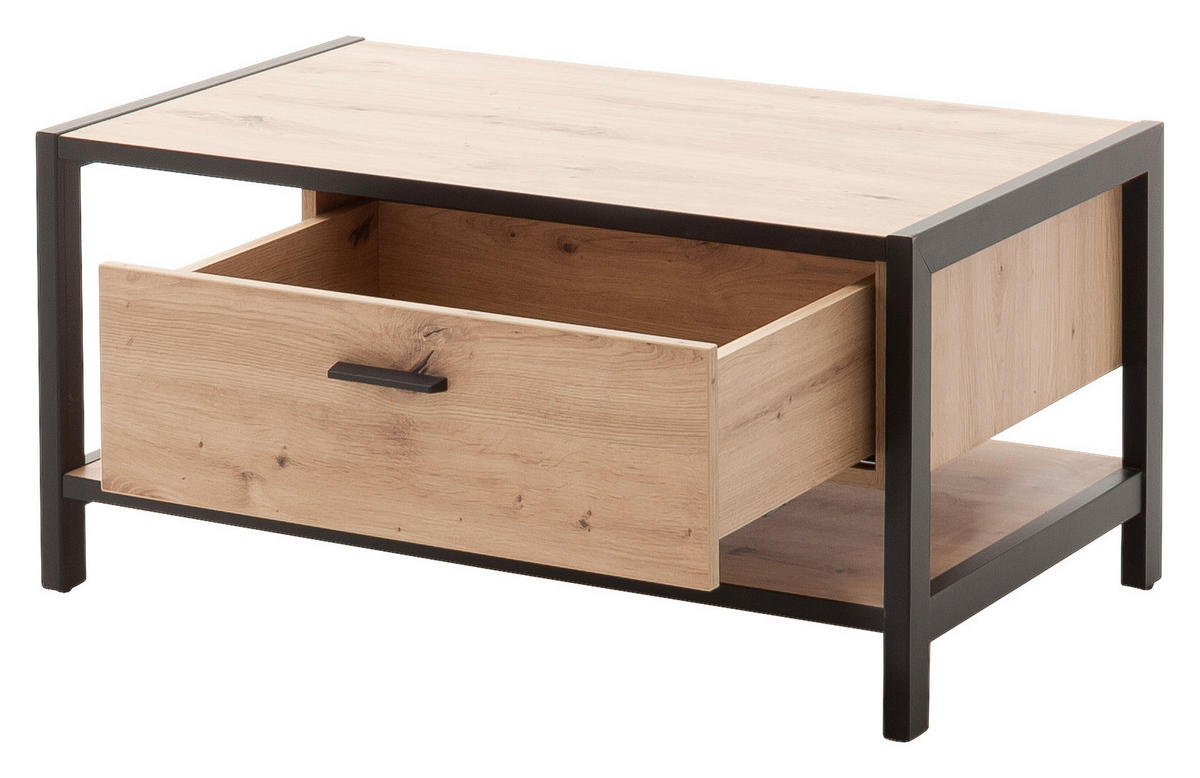 COUCHTISCH in Holzwerkstoff 92/55/44 cm  - Eichefarben/Anthrazit, Design, Holzwerkstoff/Metall (92/55/44cm) - Carryhome