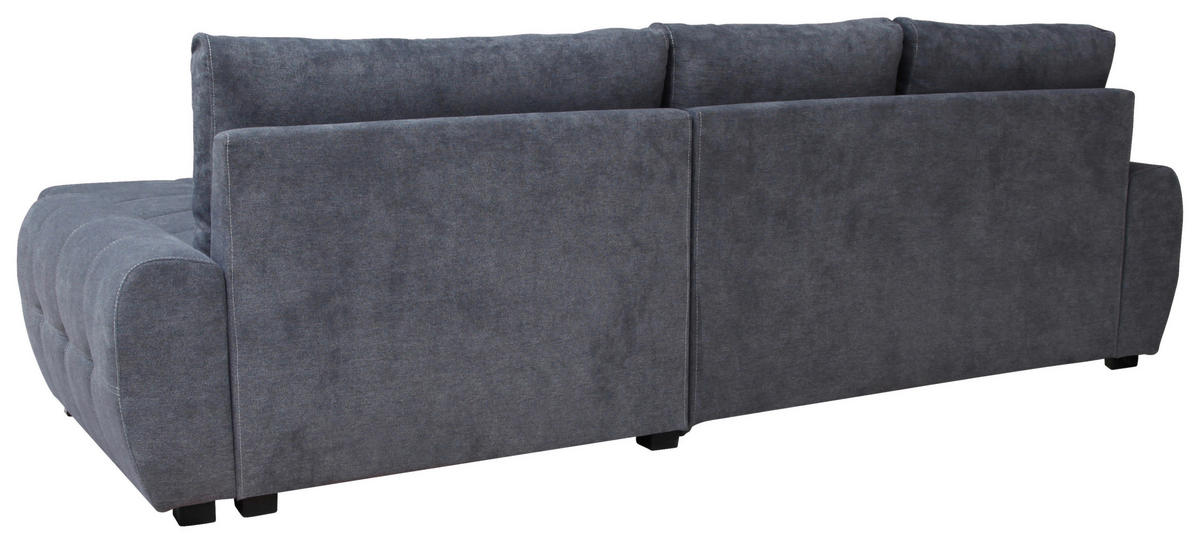ECKSCHLAFSOFA Velours Grau  inkl. Bettkasten, Schlaffunktion  - Chromfarben/Weiß, Design, Kunststoff/Textil (277/175cm) - Livetastic