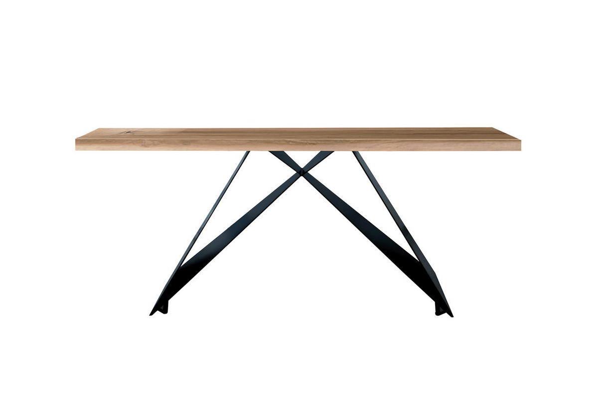 ESSTISCH 200/100/75,4 cm Echtholz  Holz, Metall rechteckig Naturfarben, Schwarz  - Schwarz/Naturfarben, MODERN, Holz/Metall (200/100/75,4cm) - MID.YOU