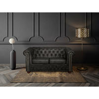 2-SITZER-SOFA Lederlook Schwarz  - Schwarz/Braun, Design, Holz/Textil (148/72/86cm) - P & B