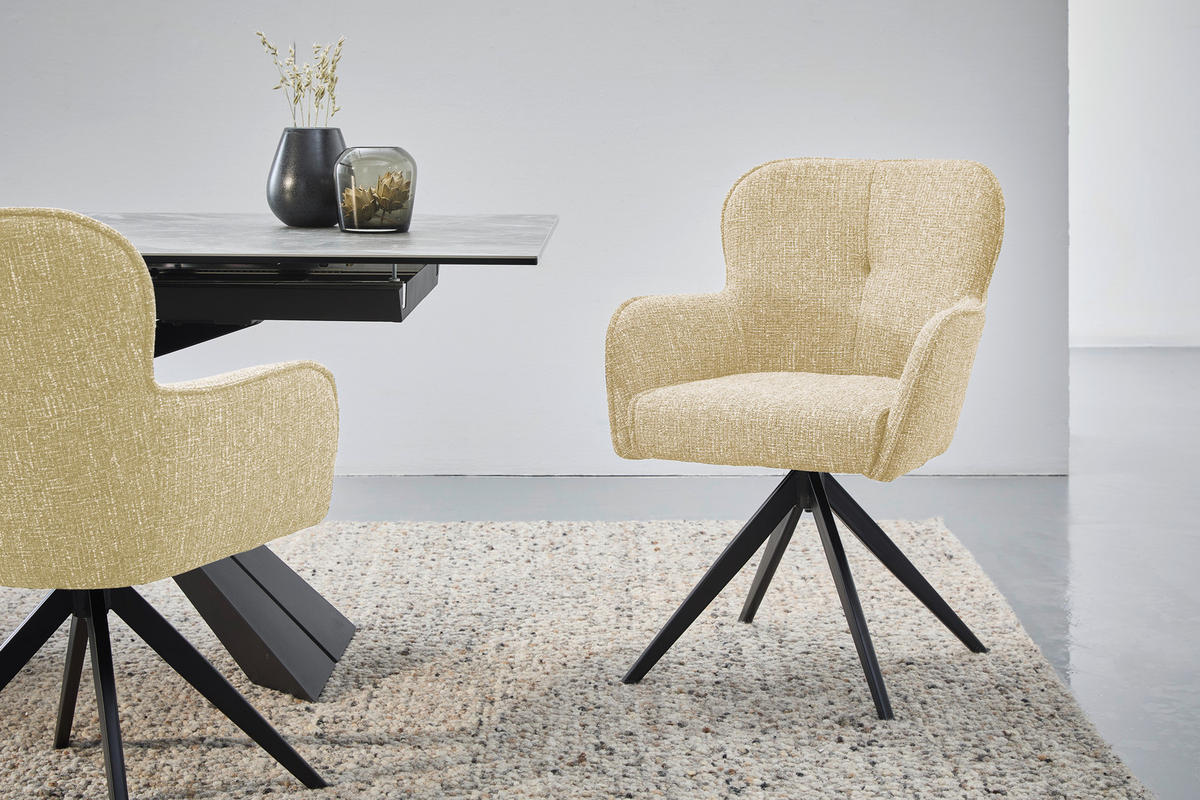 KAROSSZÉK sárga, fekete  - sárga/fekete, Design, textil/fém (62/88/65cm) - Novel