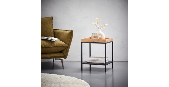 BEISTELLTISCH 40/40/50 cm Schwarz, Eichefarben quadratisch  - Eichefarben/Schwarz, Basics, Holzwerkstoff/Metall (40/40/50cm) - Xora