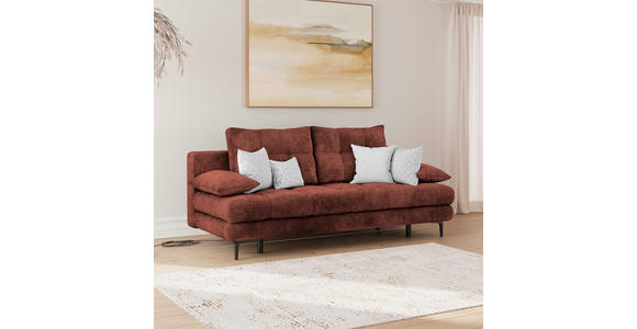 SCHLAFSOFA  mit Liegefunktion, Schlafen auf Sitzhöhe, Rücken echt Chenille Bordeaux  - Bordeaux/Schwarz, KONVENTIONELL, Textil/Metall (203/94/96cm) - Carryhome
