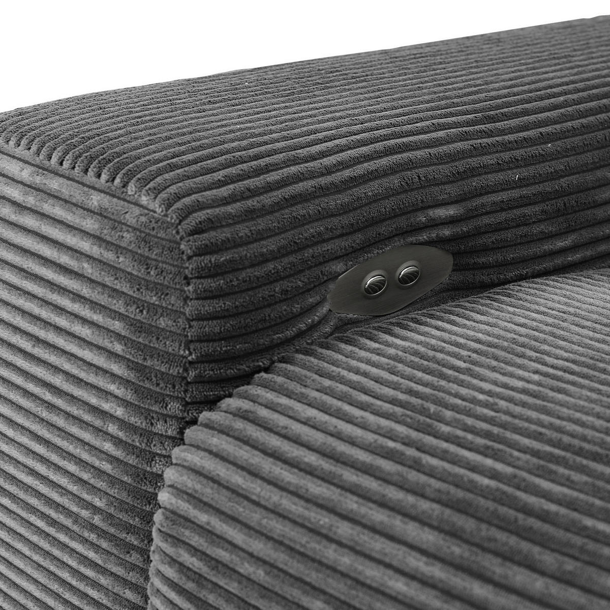ECKSOFA in Cord Dunkelgrau  - Dunkelgrau/Schwarz, Konventionell, Textil/Metall (295/165cm) - Carryhome