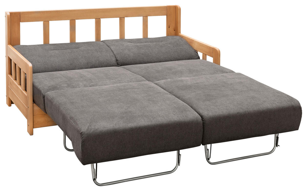 SCHLAFSOFA  in Mikrofaser Kieferfarben, Dunkelbraun  - Dunkelbraun/Kieferfarben, KONVENTIONELL, Holz/Textil (154/88/90cm) - Livetastic