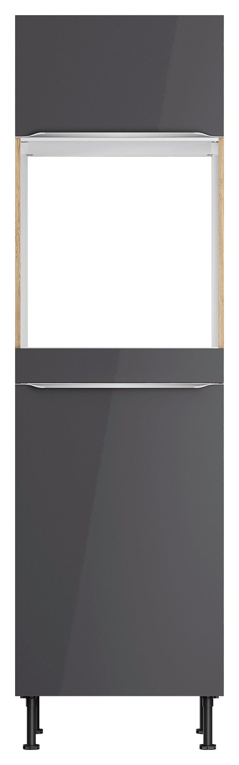 GERÄTEUMBAUSCHRANK 60/211,8/58,1 cm  in Anthrazit, Wildeiche  - Wildeiche/Edelstahlfarben, Basics, Holzwerkstoff/Metall (60/211,8/58,1cm) - Optifit
